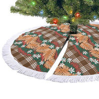 Polynesian Monstera Tiare Floral Tree Skirt Chocolate Brown Tropical Plaid - Polynesian Pride