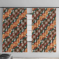 Polynesian Monstera Tiare Floral Window Curtain Chocolate Brown Tropical Plaid LT01 With Hooks Brown - Polynesian Pride