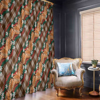 Polynesian Monstera Tiare Floral Window Curtain Chocolate Brown Tropical Plaid LT01 - Polynesian Pride