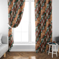 Polynesian Monstera Tiare Floral Window Curtain Chocolate Brown Tropical Plaid LT01 - Polynesian Pride