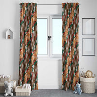 Polynesian Monstera Tiare Floral Window Curtain Chocolate Brown Tropical Plaid LT01 - Polynesian Pride