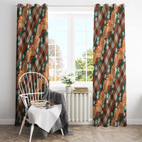 Polynesian Monstera Tiare Floral Window Curtain Chocolate Brown Tropical Plaid LT01 - Polynesian Pride