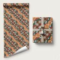 Polynesian Monstera Tiare Floral Wrapping Paper Chocolate Brown Tropical Plaid - Polynesian Pride