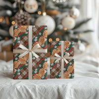 Polynesian Monstera Tiare Floral Wrapping Paper Chocolate Brown Tropical Plaid - Polynesian Pride