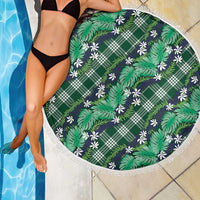Polynesian Monstera Tiare Floral Beach Blanket Forest Green Tropical Plaid - Polynesian Pride