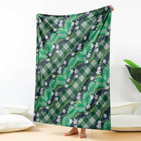 Polynesian Monstera Tiare Floral Blanket Forest Green Tropical Plaid LT01 - Polynesian Pride