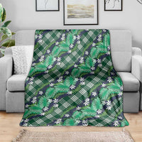 Polynesian Monstera Tiare Floral Blanket Forest Green Tropical Plaid LT01 - Polynesian Pride