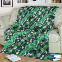 Polynesian Monstera Tiare Floral Blanket Forest Green Tropical Plaid LT01 - Polynesian Pride