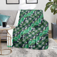 Polynesian Monstera Tiare Floral Blanket Forest Green Tropical Plaid LT01 - Polynesian Pride