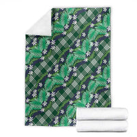 Polynesian Monstera Tiare Floral Blanket Forest Green Tropical Plaid LT01 - Polynesian Pride