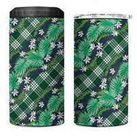 Polynesian Monstera Tiare Floral 4 in 1 Can Cooler Tumbler Forest Green Tropical Plaid - Polynesian Pride