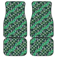 Polynesian Monstera Tiare Floral Car Mats Forest Green Tropical Plaid - Polynesian Pride