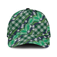 Polynesian Monstera Tiare Floral Classic Cap Forest Green Tropical Plaid - Polynesian Pride