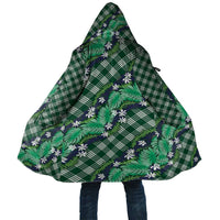 Polynesian Monstera Tiare Floral Cloak Forest Green Tropical Plaid - Polynesian Pride