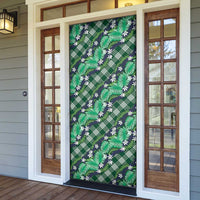 Polynesian Monstera Tiare Floral Door Cover Forest Green Tropical Plaid - Polynesian Pride