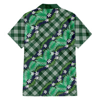 Polynesian Monstera Tiare Floral Hawaiian Shirt Forest Green Tropical Plaid - Polynesian Pride
