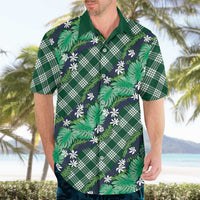 Polynesian Monstera Tiare Floral Hawaiian Shirt Forest Green Tropical Plaid - Polynesian Pride