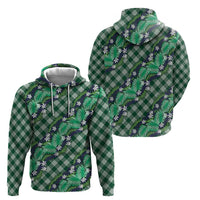 Polynesian Monstera Tiare Floral Hoodie Forest Green Tropical Plaid - Polynesian Pride