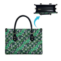 Polynesian Monstera Tiare Floral Leather Bag Forest Green Tropical Plaid - Polynesian Pride