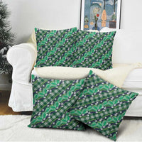 Polynesian Monstera Tiare Floral Pillow Cover Forest Green Tropical Plaid - Polynesian Pride