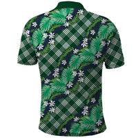 Polynesian Monstera Tiare Floral Polo Shirt Forest Green Tropical Plaid - Polynesian Pride