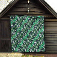 Polynesian Monstera Tiare Floral Quilt Forest Green Tropical Plaid - Polynesian Pride