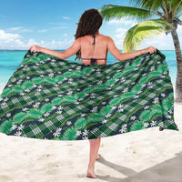 Polynesian Monstera Tiare Floral Sarong Forest Green Tropical Plaid - Polynesian Pride
