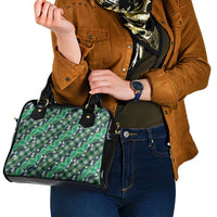 Polynesian Monstera Tiare Floral Shoulder Handbag Forest Green Tropical Plaid - Polynesian Pride