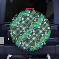 Polynesian Monstera Tiare Floral Spare Tire Cover Forest Green Tropical Plaid - Polynesian Pride