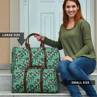 Polynesian Monstera Tiare Floral Travel Bag Forest Green Tropical Plaid - Polynesian Pride
