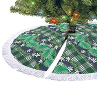 Polynesian Monstera Tiare Floral Tree Skirt Forest Green Tropical Plaid - Polynesian Pride