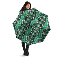 Polynesian Monstera Tiare Floral Umbrella Forest Green Tropical Plaid - Polynesian Pride