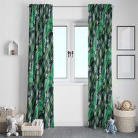 Polynesian Monstera Tiare Floral Window Curtain Forest Green Tropical Plaid - Polynesian Pride
