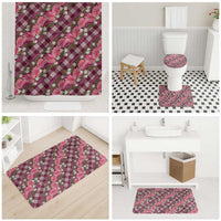 Polynesian Monstera Tiare Floral Bathroom Set Fuchsia Tropical Plaid LT01 - Polynesian Pride