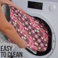 Polynesian Monstera Tiare Floral Bathroom Set Fuchsia Tropical Plaid LT01 - Polynesian Pride