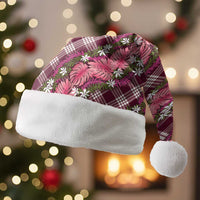 Polynesian Monstera Tiare Floral Christmas Santa Hat Fuchsia Tropical Plaid - Polynesian Pride