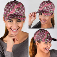 Polynesian Monstera Tiare Floral Classic Cap Fuchsia Tropical Plaid LT01 - Polynesian Pride