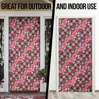 Polynesian Monstera Tiare Floral Door Cover Fuchsia Tropical Plaid - Polynesian Pride