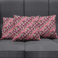 Polynesian Monstera Tiare Floral Pillow Cover Fuchsia Tropical Plaid - Polynesian Pride