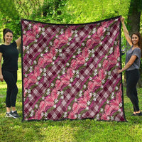 Polynesian Monstera Tiare Floral Quilt Fuchsia Tropical Plaid - Polynesian Pride