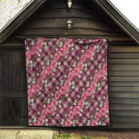 Polynesian Monstera Tiare Floral Quilt Fuchsia Tropical Plaid - Polynesian Pride