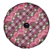 Polynesian Monstera Tiare Floral Spare Tire Cover Fuchsia Tropical Plaid - Polynesian Pride