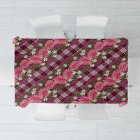 Polynesian Monstera Tiare Floral Tablecloth Fuchsia Tropical Plaid - Polynesian Pride