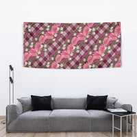 Polynesian Monstera Tiare Floral Tapestry Fuchsia Tropical Plaid - Polynesian Pride