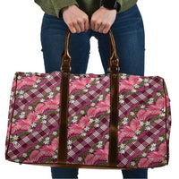 Polynesian Monstera Tiare Floral Travel Bag Fuchsia Tropical Plaid - Polynesian Pride