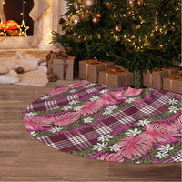 Polynesian Monstera Tiare Floral Tree Skirt Fuchsia Tropical Plaid - Polynesian Pride