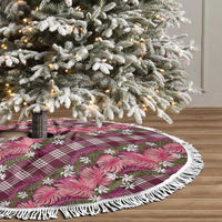 Polynesian Monstera Tiare Floral Tree Skirt Fuchsia Tropical Plaid - Polynesian Pride