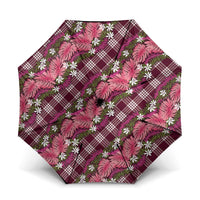 Polynesian Monstera Tiare Floral Umbrella Fuchsia Tropical Plaid - Polynesian Pride