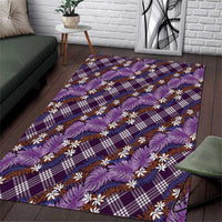 Polynesian Monstera Tiare Floral Area Rug Lavender Tropical Plaid - Polynesian Pride