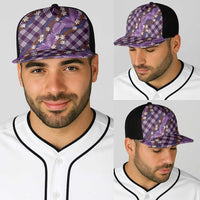 Polynesian Monstera Tiare Floral Baseball Net Cap Lavender Tropical Plaid LT01 - Polynesian Pride